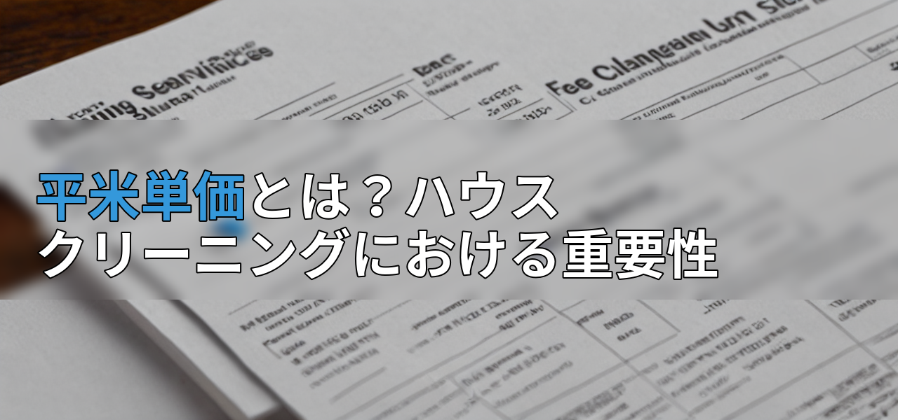 平米単価とは?ハウスクリーニングにおける重要性の画像
