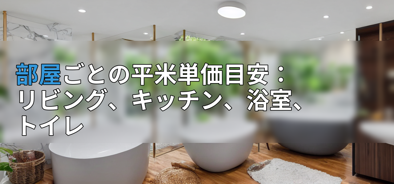 部屋ごとの平米単価目安：リビング、キッチン、浴室、トイレの画像