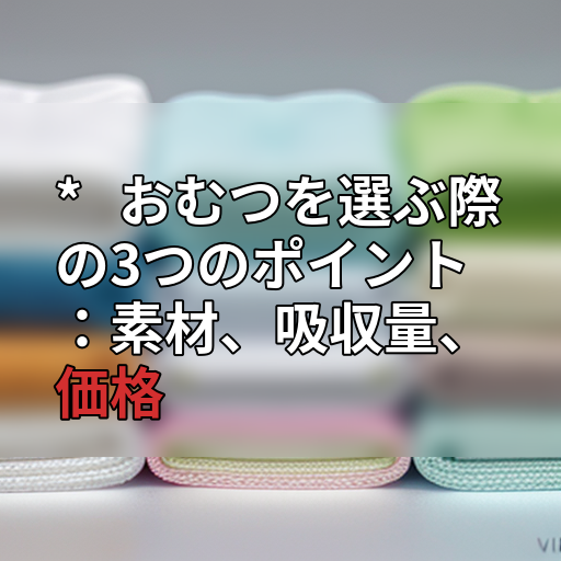 * おむつを選ぶ際の3つのポイント:素材、吸収量、価格の画像