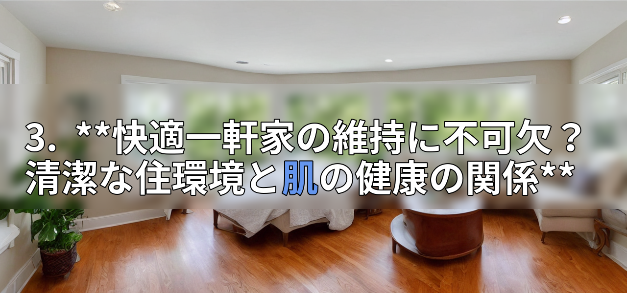 3.  **快適一軒家の維持に不可欠？ 清潔な住環境と肌の健康の関係**の画像