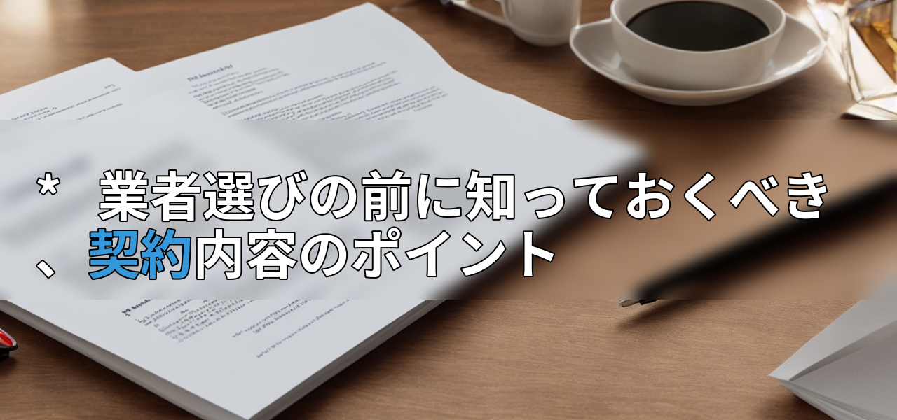 * 業者選びの前に知っておくべき、契約内容のポイントの画像